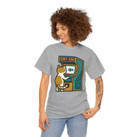 8-Bit Pixel Gaming Cats Arcade T-Shirt - Heavy Cotton Classic Fit Tee - Unisex White