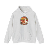 Shiba Inu Retro 70s Sunset Graphic Hoodie - Medium-Heavy Cotton Blend Fleece - Unisex White