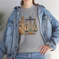 Egyptian Scales Pharaoh Cat Graphic T-Shirt - Heavy Cotton Classic Fit Tee - Unisex White