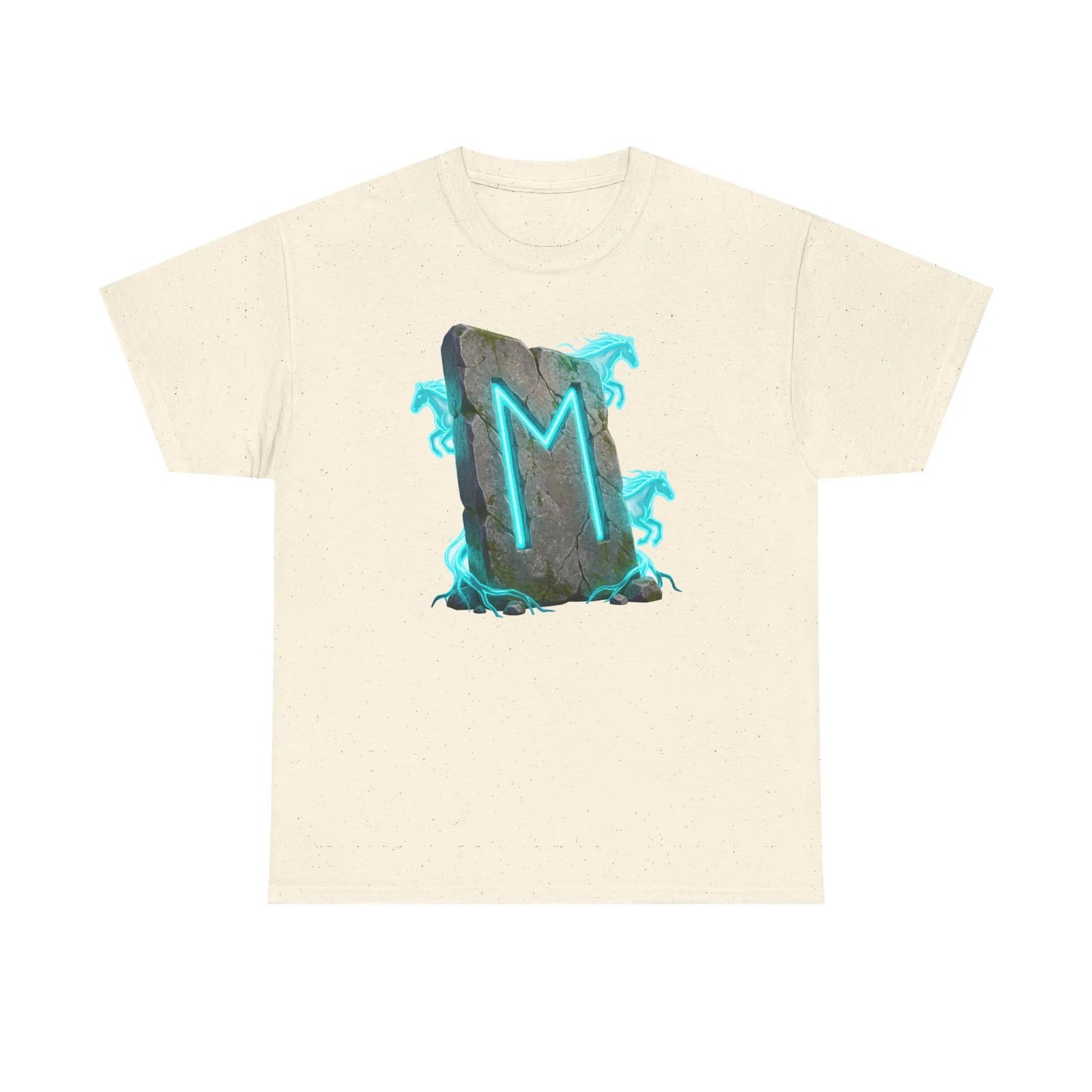 Ehwaz Rune Twin Horse T-Shirt - Heavyweight 100% Cotton Classic Tee - Unisex White