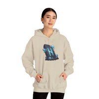 Hagalaz Rune Stone Graphic Hoodie - Heavy Blend Fleece Pullover - Unisex White