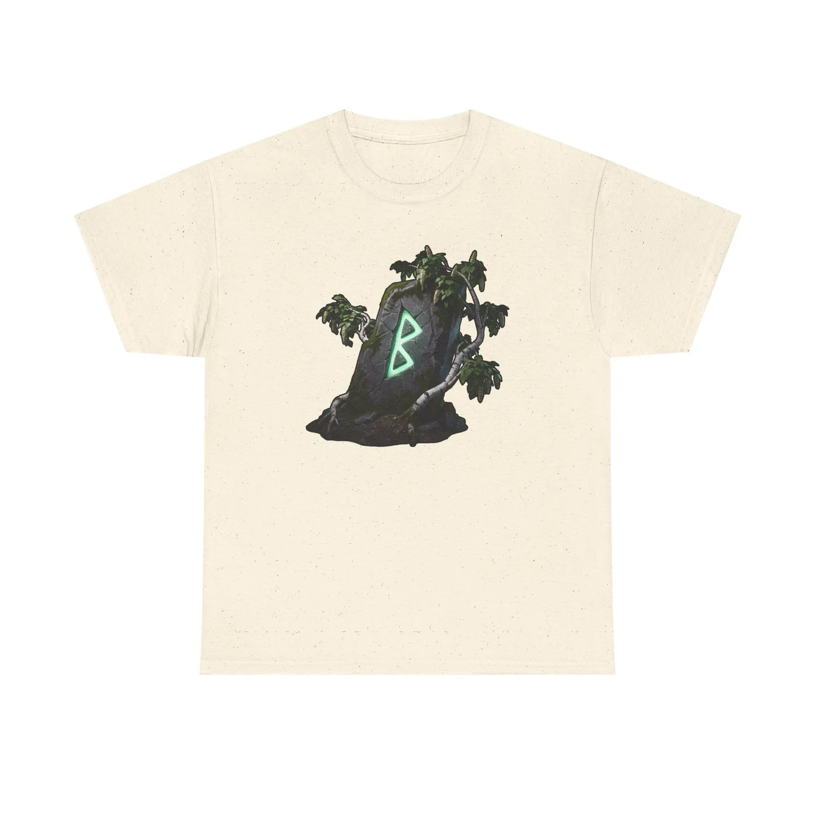 Berkana Rune Birch Tree Graphic T-Shirt - Heavy Cotton Classic Fit Tee - Unisex White