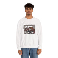 Freyja's Sacred Cats Norse Woodcut Sweatshirt - Heavy Blend Crewneck Fleece - Unisex White