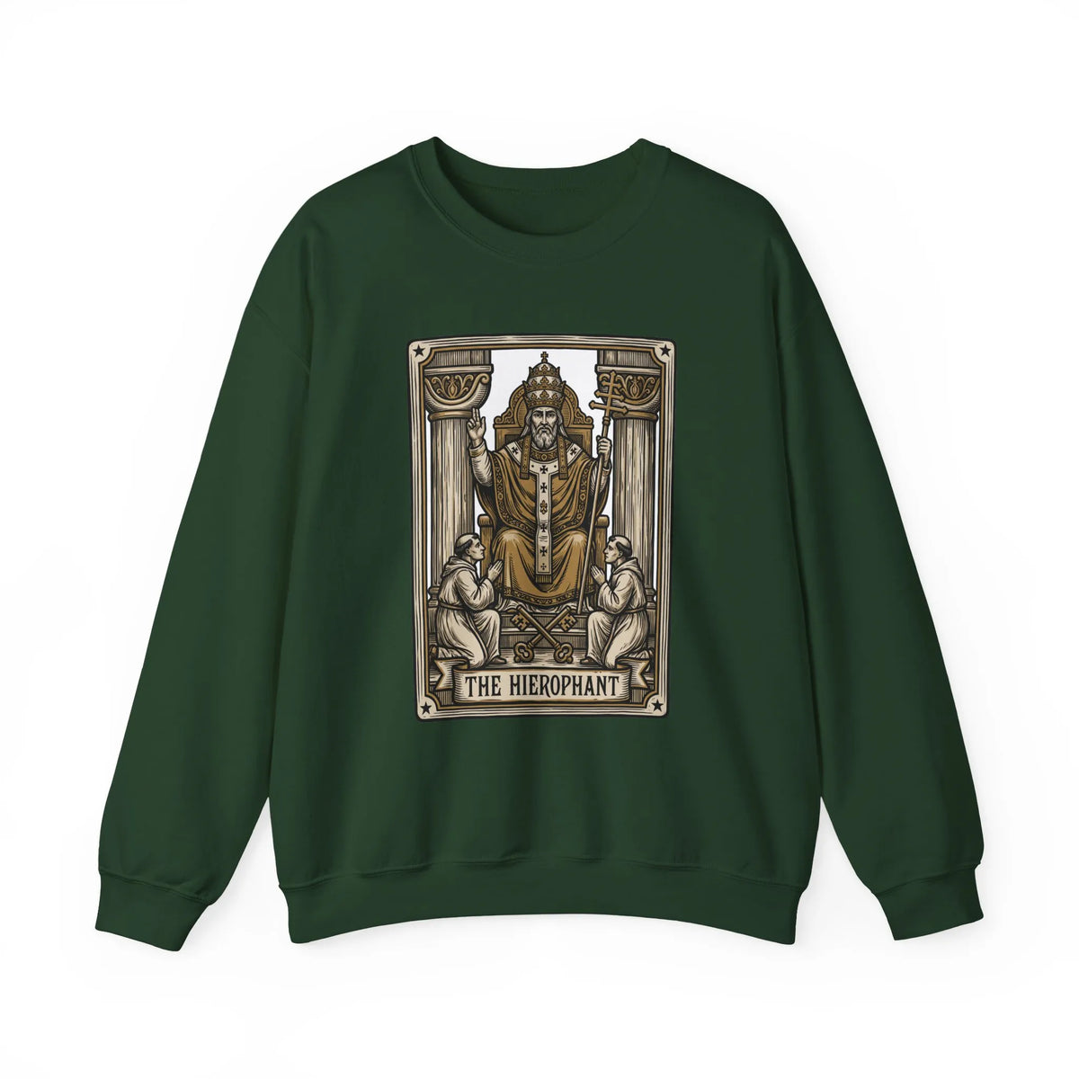 Hierophant Tarot Card Sweatshirt - Heavy Blend Crewneck Fleece - Unisex Ash