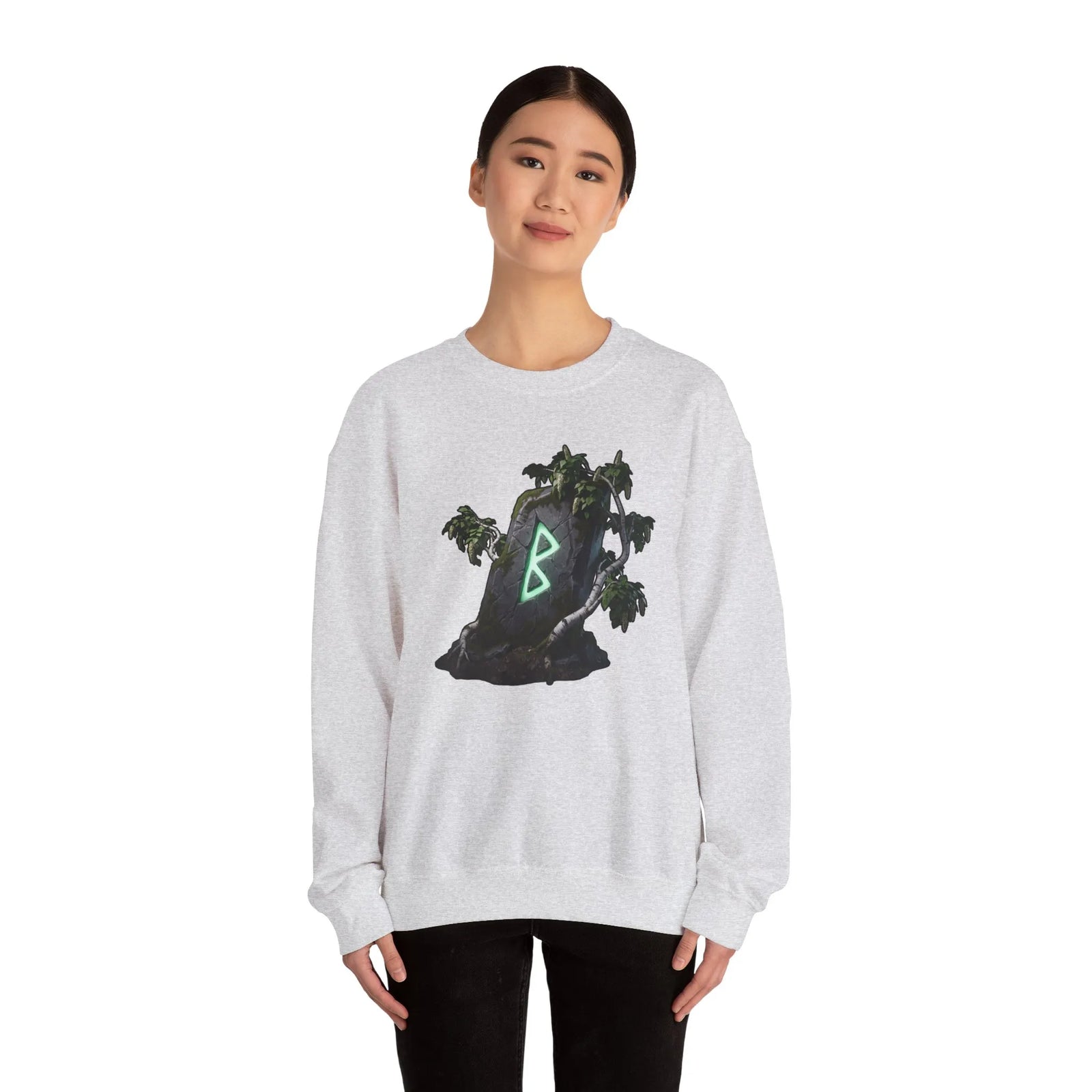 Berkana Rune Birch Tree Sweatshirt - Heavy Blend Crewneck - Unisex White
