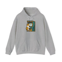 Arcade Gaming Pixel Cat Hoodie - Classic Fit Cotton Blend Pullover - Unisex White