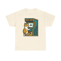 8-Bit Pixel Gaming Cats Arcade T-Shirt - Heavy Cotton Classic Fit Tee - Unisex White