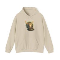 Elhaz Protection Rune Antler Hoodie - Heavy Blend Cotton Blend Pullover - Unisex White