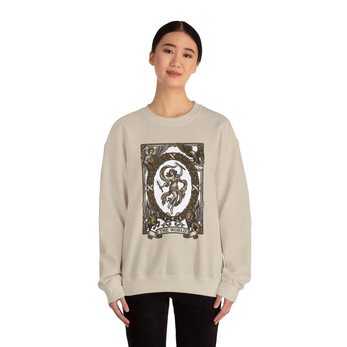 The World Tarot Card Sweatshirt - Heavy Blend Fleece Crewneck - Unisex White