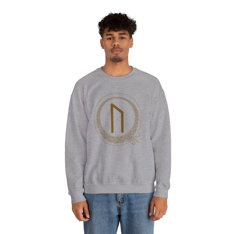 Uruz Rune Vitality Sweatshirt - Classic Fit Cotton Blend Crewneck - Unisex Off White