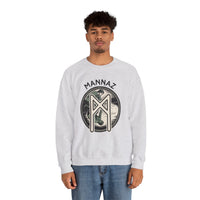Mannaz Humanity Rune Graphic Sweatshirt - Heavy Blend Fleece Crewneck - Unisex White