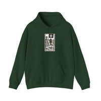 Death Tarot Card Graphic Hoodie - Medium-Heavy Cotton-Poly Blend Pullover - Unisex White