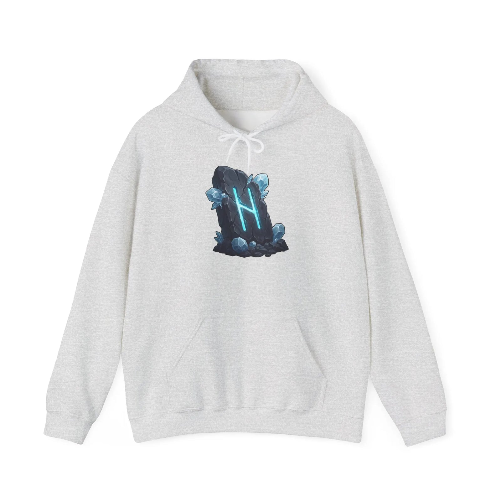 Hagalaz Rune Stone Graphic Hoodie - Heavy Blend Fleece Pullover - Unisex White