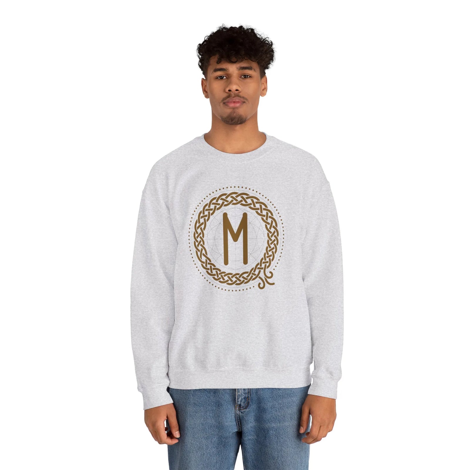 Ehwaz Divine Twins Rune Sweatshirt - Heavy Blend Fleece Crewneck - Unisex White