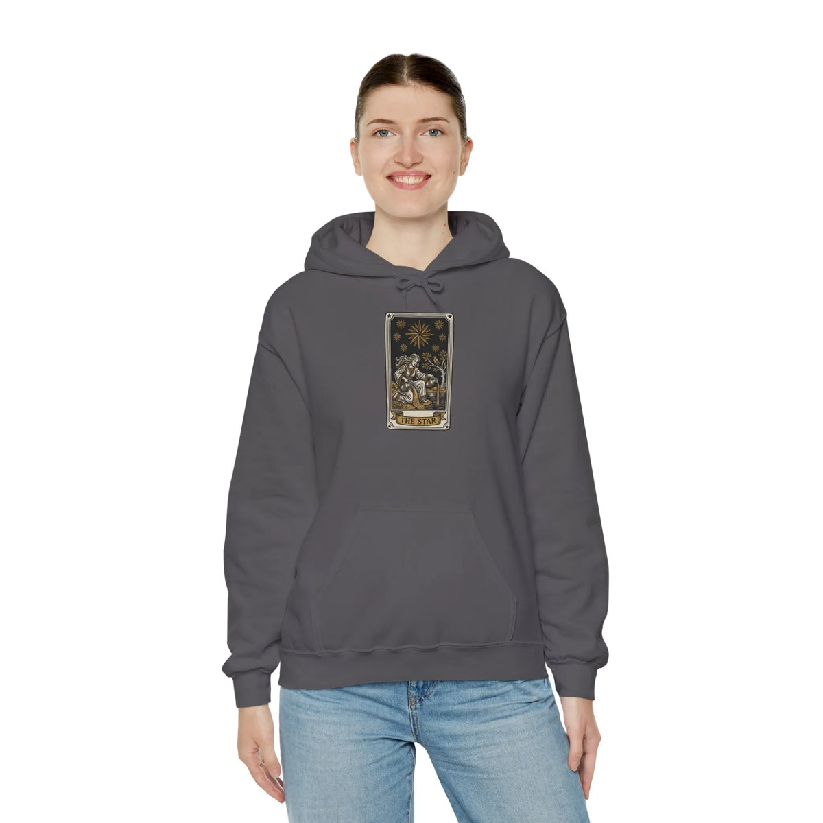 The Star Tarot Card Hoodie - Cozy Heavy Blend Fleece Pullover - Unisex White