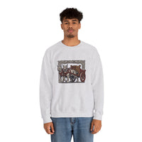 Freyja's Sacred Cats Norse Woodcut Sweatshirt - Heavy Blend Crewneck Fleece - Unisex White