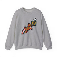 Fetch Quest 8-Bit Pixel Gaming Dog Sweatshirt - Heavy Blend Cotton Polyester Crewneck - Unisex White
