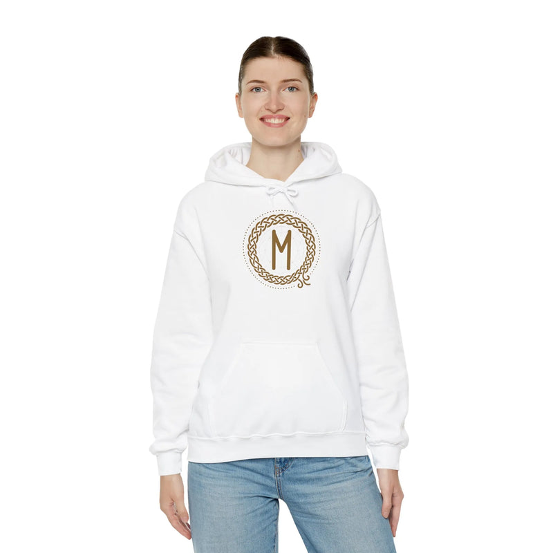Ehwaz Divine Twins Rune Hoodie - Heavyweight Fleece Pullover - Unisex White