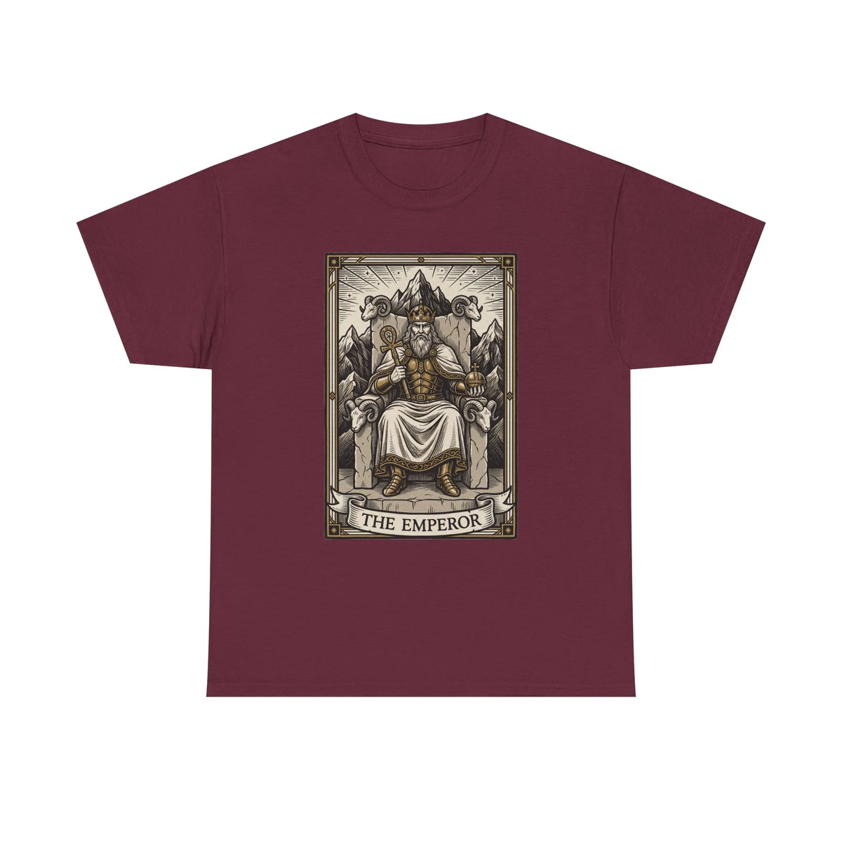 The Emperor Tarot Card T-Shirt - Heavy Cotton Classic Fit - Unisex White
