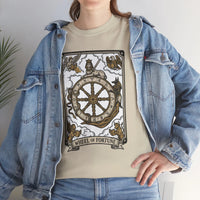 Wheel of Fortune Tarot Graphic T-Shirt - Heavyweight Cotton Classic Fit - Unisex White