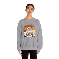 Ragdoll Cat Retro Sunset Sweatshirt - Heavy Blend Fleece Crewneck - Unisex White