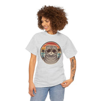 Scottish Fold Cat 70s Aviator T-Shirt - Heavy Cotton Classic Fit Crewneck - Unisex White