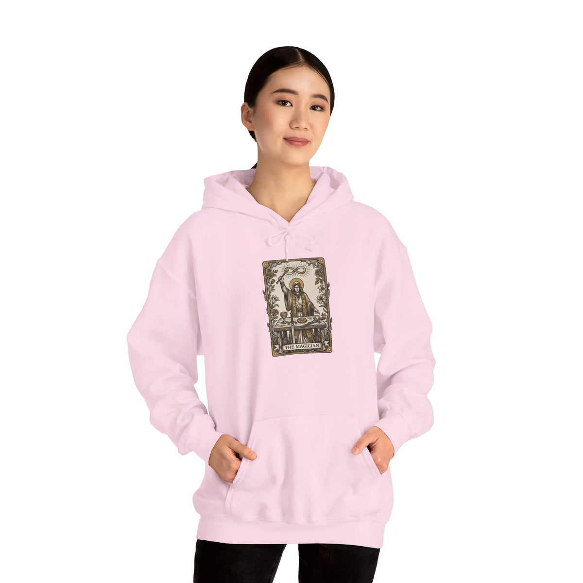 The Magician Tarot Card Hoodie - Cozy Fleece Pullover - Unisex White