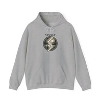 Sowulo Rune Sun Guidance Hoodie - Heavyweight Cotton Blend Pullover - Unisex White