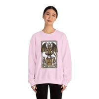 Devil Tarot Card Graphic Sweatshirt - Heavy Blend Fleece Crewneck - Unisex White