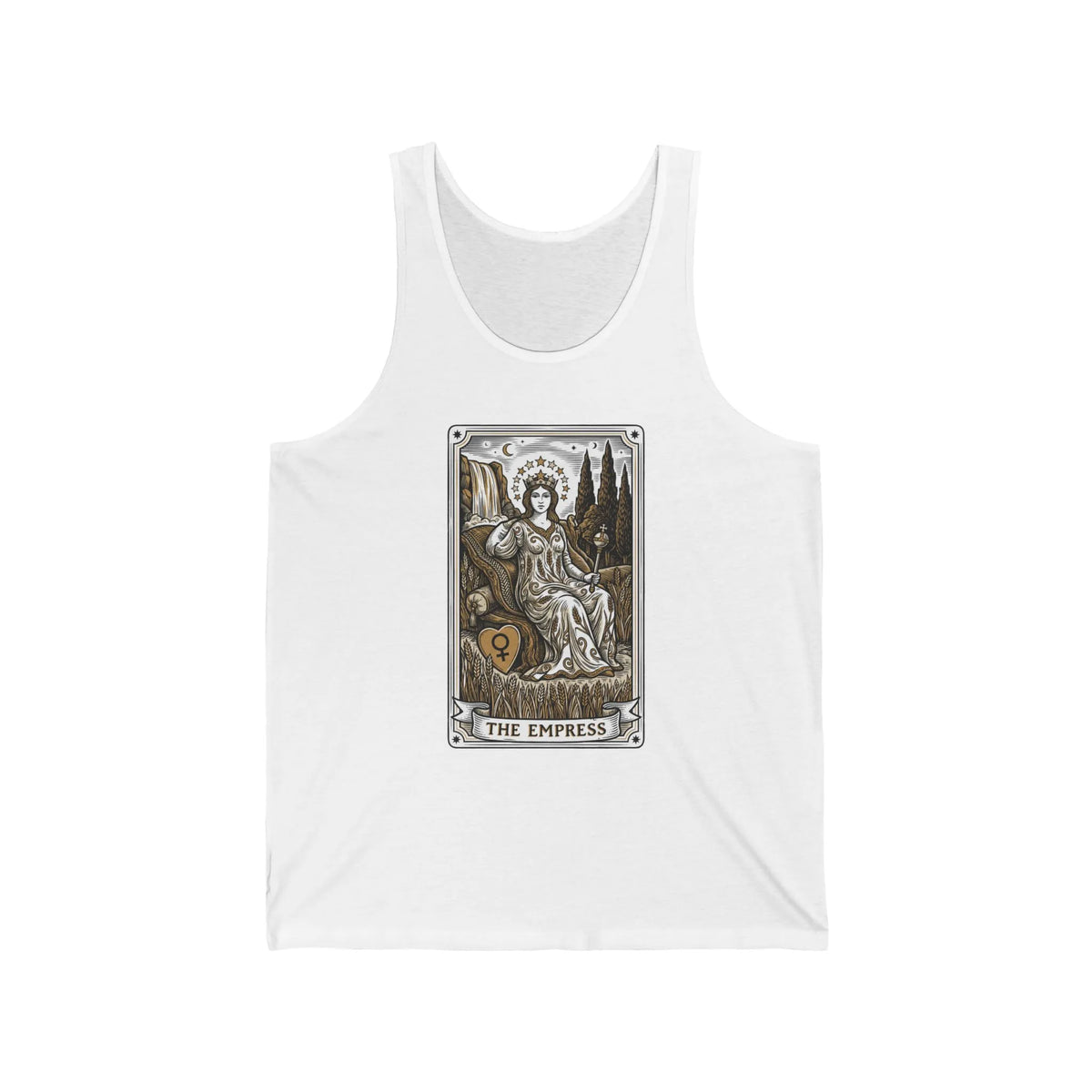 The Empress Tarot Card Tank Top - Lightweight Cotton Retail Fit Tank - Unisex White