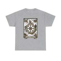 Wheel of Fortune Tarot Graphic T-Shirt - Heavyweight Cotton Classic Fit - Unisex White