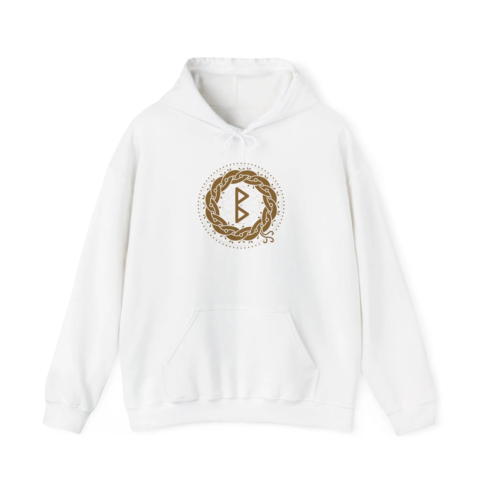 Berkana Earth Mother Rune Hoodie - Heavy Blend Fleece Pullover - Unisex White
