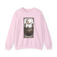 Moon Tarot Card Wolves Graphic Sweatshirt - Heavy Blend Fleece Crewneck - Unisex White