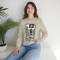 Tarot Death Card Graphic Sweatshirt - Heavy Blend Classic Fit Crewneck - Unisex White