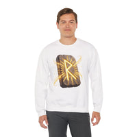 Raido Rune Journey Wheel Sweatshirt - Heavy Blend Classic Crewneck - Unisex White