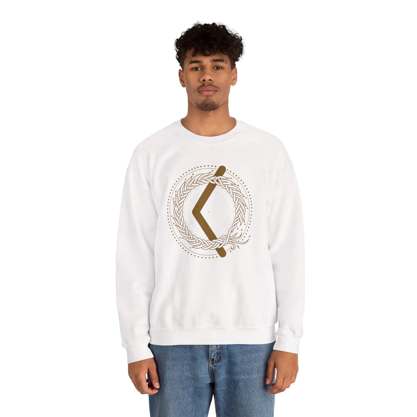 Kenaz Rune Creative Fire Sweatshirt - Heavy Cotton Blend Crewneck - Unisex Off White