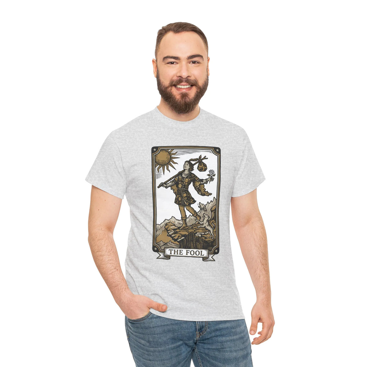The Fool Tarot Card Graphic T-Shirt - Heavy Cotton Classic Fit Tee - Unisex White