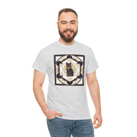 Metatron's Cat Sacred Geometry T-Shirt - Heavyweight Cotton Classic Fit Tee - Unisex White