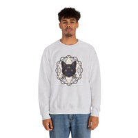 Third Eye Sacred Geometry Cat Sweatshirt - Heavy Blend Fleece Crewneck - Unisex White