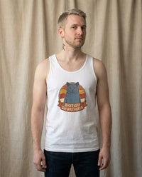 British Shorthair Retro Sunset Tank Top - Soft Lightweight Cotton Jersey - Unisex White