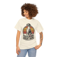 Great Dane Retro 70s Sunset Graphic T-Shirt - Heavy Cotton Classic Fit Tee - Unisex White