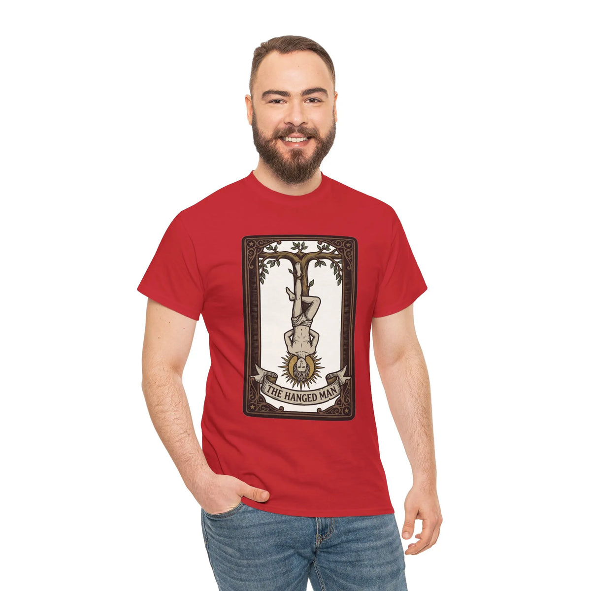 The Hanged Man Tarot Card T-Shirt - Heavy Cotton Classic Fit Tee - Unisex White
