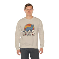 Russian Blue Retro 70s Sunset Sweatshirt - Heavy Blend Crewneck - Unisex White