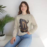 Uruz Rune Vitality Sweatshirt - Heavy Blend Crewneck Fleece - Unisex White