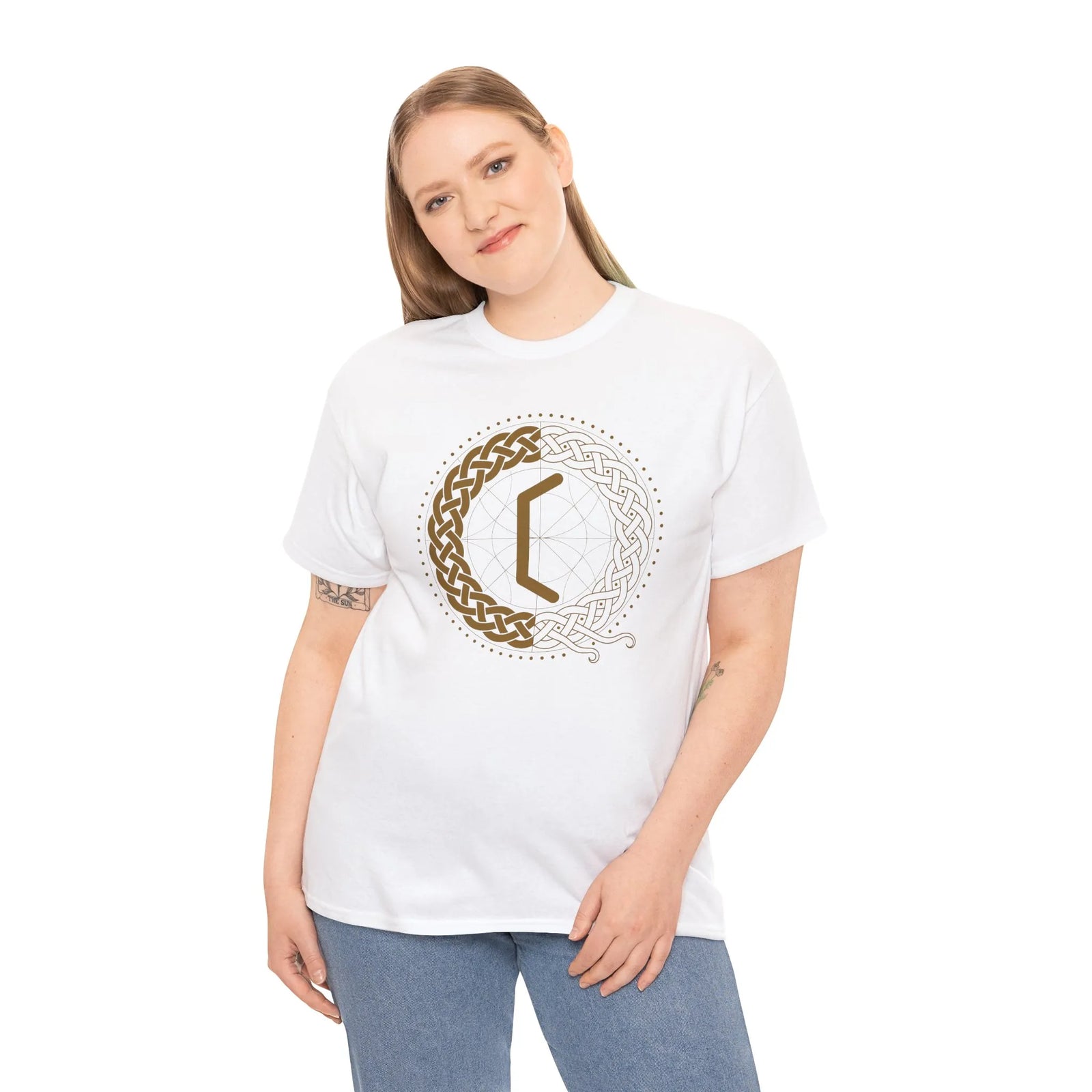 Perthro Rune Lot Cup T-Shirt - Heavy Cotton Classic Fit Tee - Unisex White