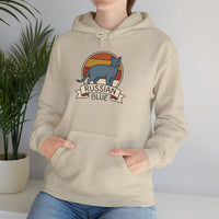 Russian Blue Cat Retro Sunset Hoodie - Heavy Blend Cotton Blend Pullover - Unisex White