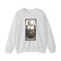 Moon Tarot Card Wolves Graphic Sweatshirt - Heavy Blend Fleece Crewneck - Unisex White