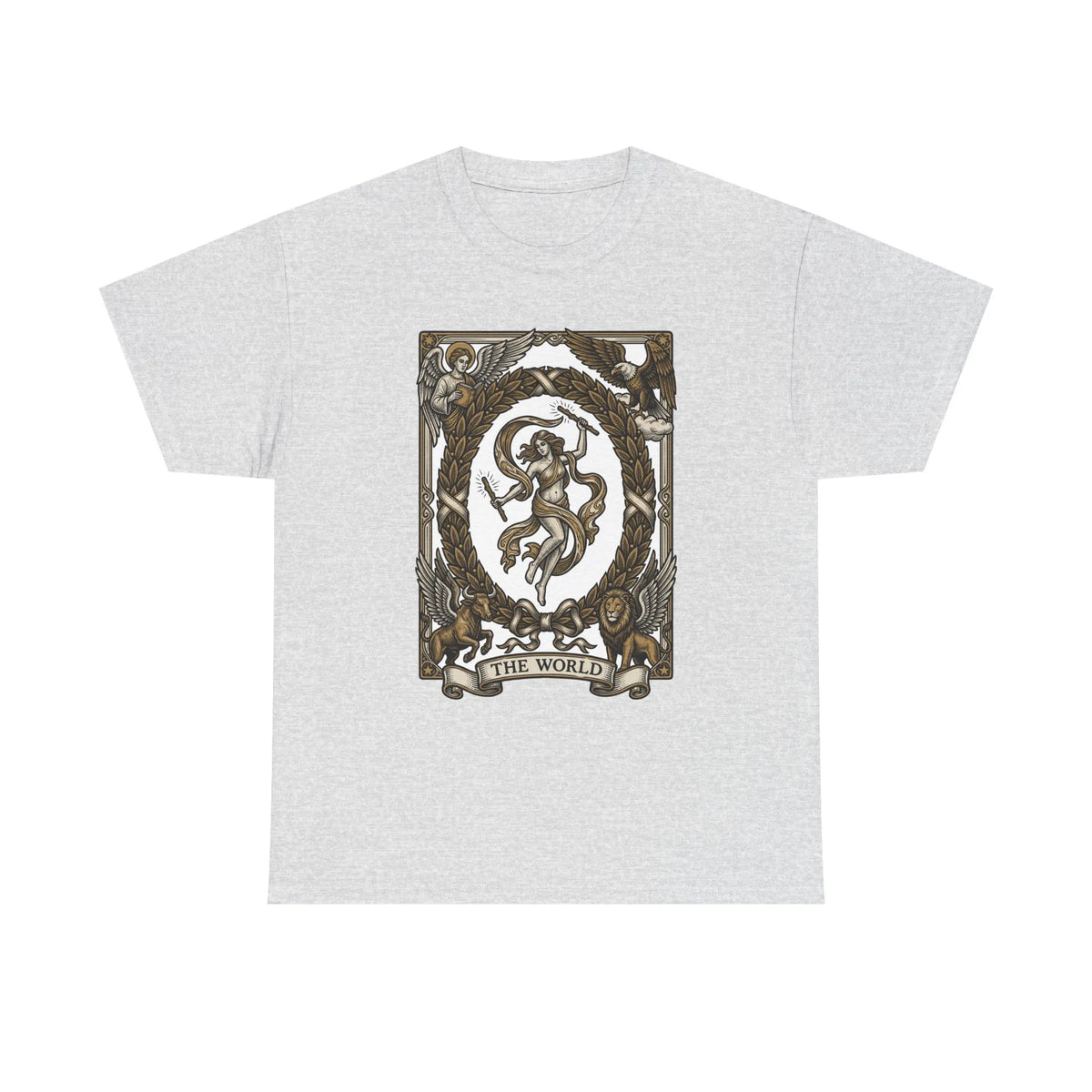 The World Tarot Card Graphic T-Shirt - Heavy Cotton Classic Fit Tee - Unisex White