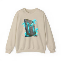 Ehwaz Rune Spirit Horse Sweatshirt - Heavy Blend Classic Fit Crewneck - Unisex White