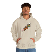 8-Bit Pixel Gaming Dog Fetch Quest Hoodie - Medium Heavy Blend Fleece Pullover - Unisex Off White